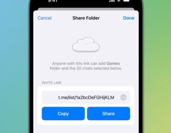 Shareable Chat Folders