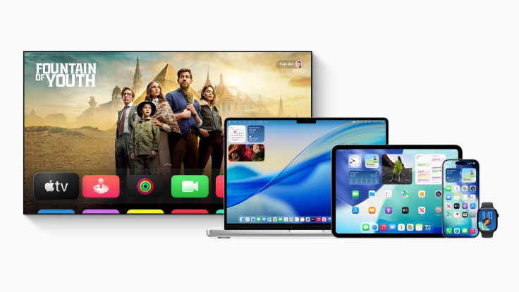 Apple devices showing new 2025 software design across platforms.