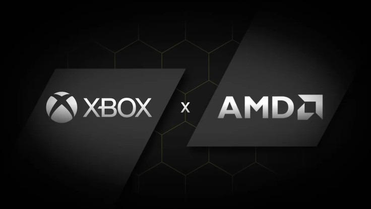 xbox and amd logos on black background