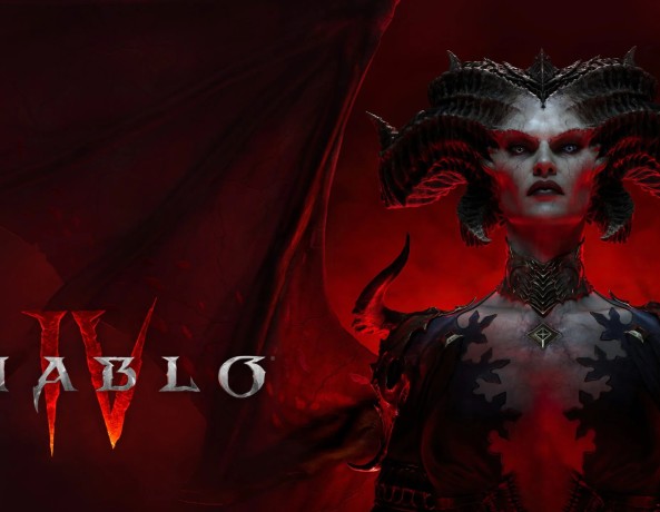 Lilith from ‘Diablo IV’ with glowing red background