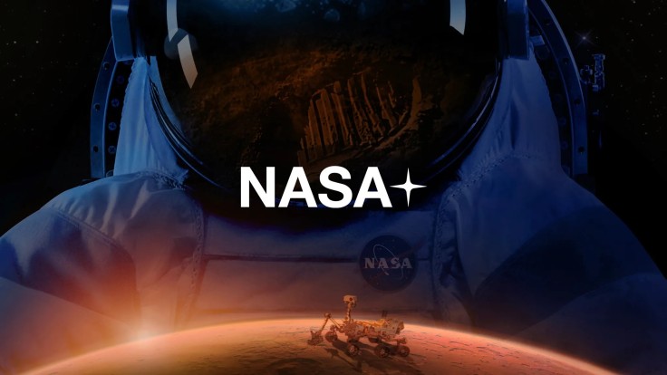 NASA logo over astronaut and Mars rover