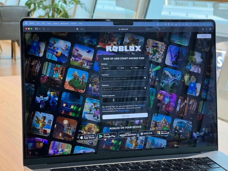 Roblox sign-up screen on a laptop