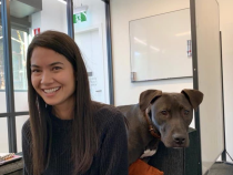 Melanie Perkins with her dog