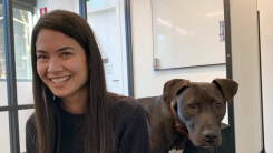 Melanie Perkins with her dog